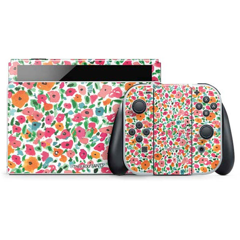 Bouffants and Broken Hearts Watercolor Floral Nintendo Switch OLED (2021) Skin